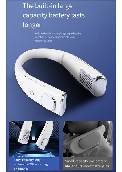 2400MAH Asılı Boyun Fanı Katlanır Tembel Bladeless Asılı Boyun Mini Fan Turbo Fırçasız Dilsiz Spor Asılı Boyun Fanı, A (Yurt Dışından) modelleri