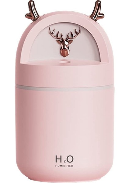 Mini Sevimli Yatak Odası Ev Ofis Nemlendirici, Ren Geyiği USB Araç Nemlendirici, Ultrasonik Çok Fonksiyonlu Taşınabilir (Pembe) (Yurt Dışından)