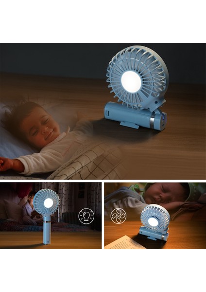 Taşınabilir Katlanır USB Fan LED Işık ile 3 Hız Ayarlanabilir Soğutucu Mini Fan Kullanışlı Küçük Masa Masaüstü USB Soğutma Fanı Yeşil (Yurt Dışından)