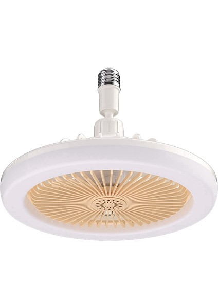 E27 Işıklı Tavan Vantilatörü, Kapalı Düşük Fan Işığı, Gizli Elektrikli Fan Gimbal Duy (Krem Rengi) (Yurt Dışından)