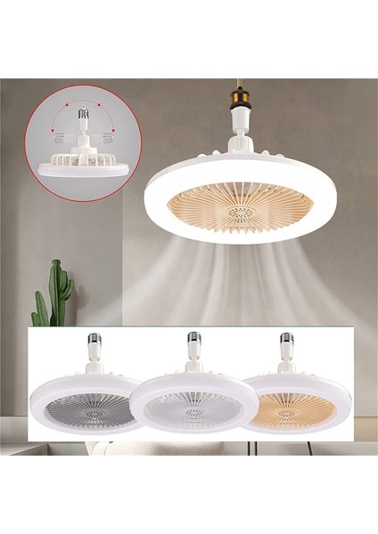 E27 Işıklı Tavan Vantilatörü, Kapalı Düşük Fan Işığı, Gizli Elektrikli Fan Gimbal Duy (Krem Rengi) (Yurt Dışından)