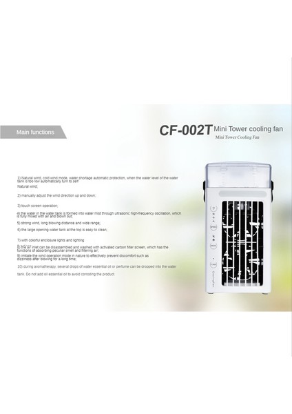 Taşınabilir Klima Fanı 3'ü 1 Arada Masa Hava Soğutucu ve Nemlendirici, 3 Fan Hızı ve 7 Renk Yatak Odası Için LED Işık (Yurt Dışından) fırsatları