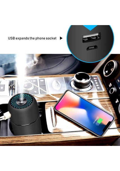 USB Araç Nemlendirici 200 ml Mini Taşınabilir Nemlendirici 7 Renk LED Gece Lambası Seyahat Için Sessiz Ayarlanabilir Sis Modları B (Yurt Dışından)