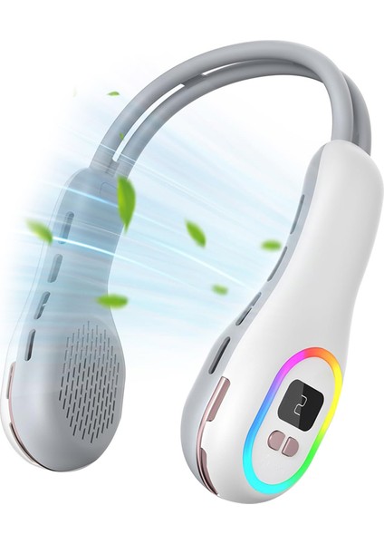 Bladeless Boyun Fan Soğutma Giyilebilir Fan LED Işık ile Açık Kamp Için Taşınabilir Kişisel Fan Klima Fanı (Yurt Dışından)