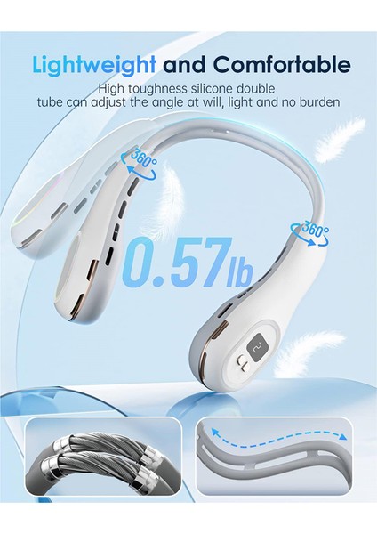 Bladeless Boyun Fan Soğutma Giyilebilir Fan LED Işık ile Açık Kamp Için Taşınabilir Kişisel Fan Klima Fanı (Yurt Dışından)