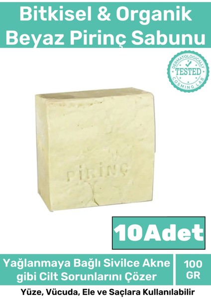 Doğal Koku Yüz Cilt Beyazlatıcı Organik Nemlendirici Beyaz Pirinç 10'Lu Sabun Set