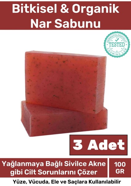 Özel Doğal Organik Güzel Kokulu El Yüz Saç Vücut Cilt 3'Lü Nar Sabunu