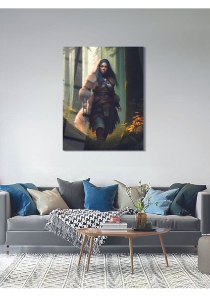 Güçlü Barbar Kadın Cam Tablo - Mod017