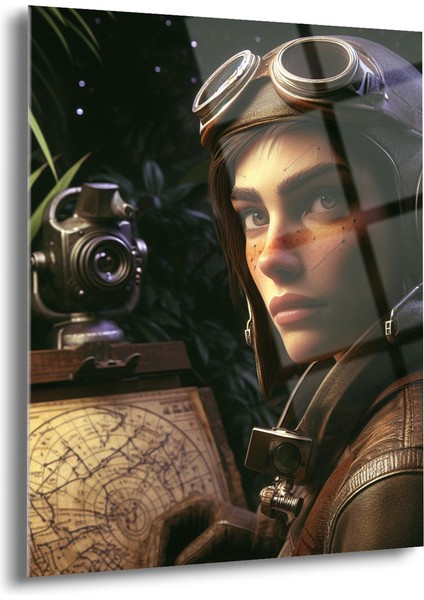 Steampunk Kız Cam Tablo - Mod086