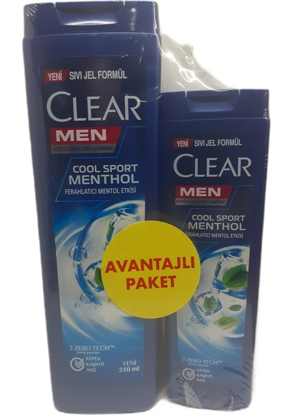 Men Kepeğe Karşı Etkili Şampuan Cool Sport Menthol Ferahlatıcı Mentol Etkisi 350 Ml + 185 Ml X 3 Adet