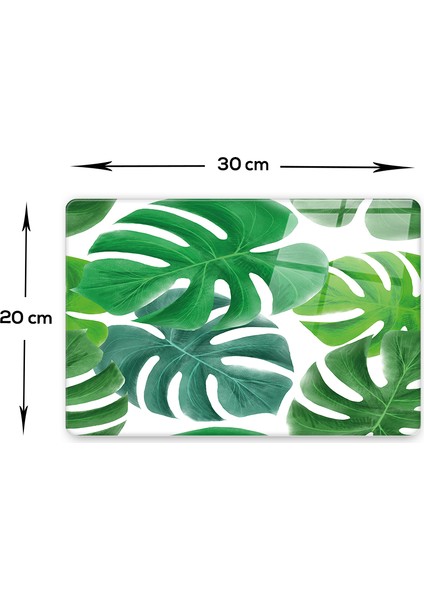 Tropik Yapraklar | Cam Kesme Tahtası - Cam Kesme Tablası | 20cm x 30cm fırsatları