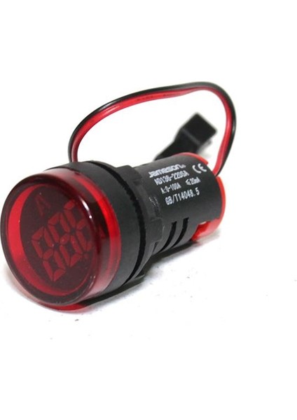 22Mm 0-100A Ledli Akım Trafolu Ampermetre Kırmızı