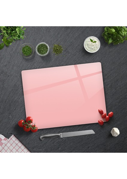 Düz Renk - Somon | Cam Kesme Tahtası - Cam Kesme Tablası | 30cm x 40cm