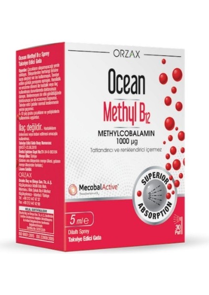 Ocean 1000 Mg Methyl Cobalamin B12 Sprey 5 Ml