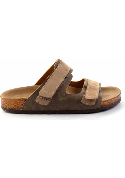 Vizon Bej Nubuk Deri Kadın Terlik K04819301001
