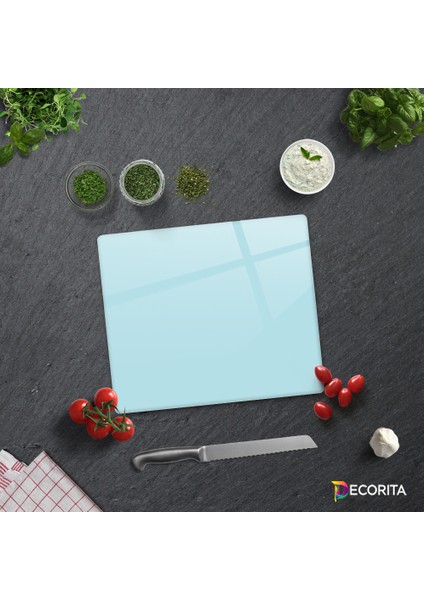 Düz Renk - Pudra Mavi | Cam Kesme Tahtası - Cam Kesme Tablası |29cm x 34cm modelleri