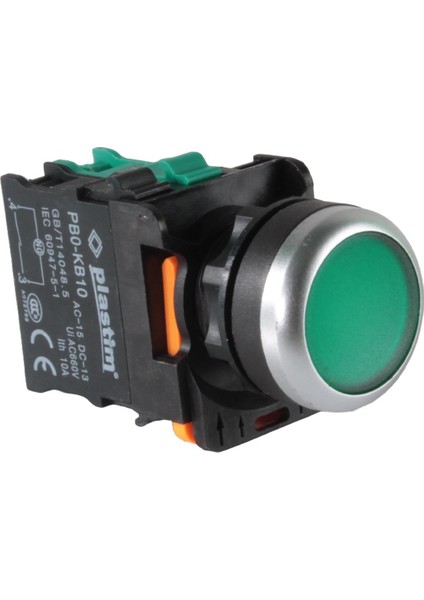 PLASTİM 22 Mm - 1No - 24V Led Işıklı Yeşil Buton