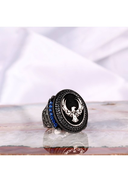 925 Ayar Gümüş Mikro Taşlı Anka Kuşu Model Yüzük