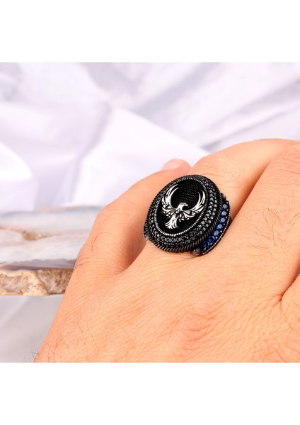 925 Ayar Gümüş Mikro Taşlı Anka Kuşu Model Yüzük modelleri