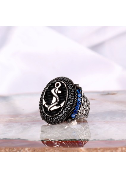 925 Ayar Gümüş Mikro Taşlı Çapa Model Yüzük fiyatları