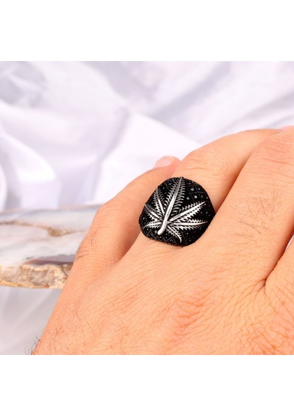 925 Ayar Gümüş Mikro Taşlı Beş Yaprak Model Erkek Yüzük modelleri