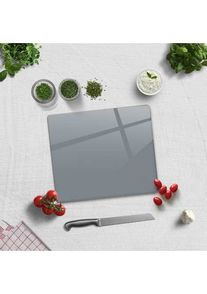 Düz Renk - Gri | Cam kesme Tahtası - Cam Kesme Tablası | 29cm x 34cm