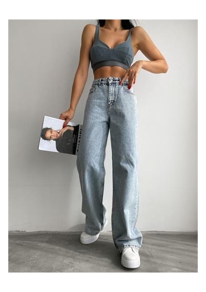 Yüksek Bel Palazzo Kadın Jean Pantolon fiyatları