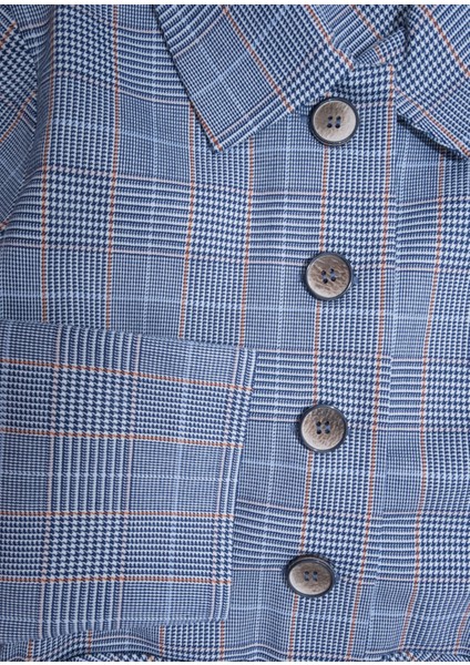 Dokuma Mavi Ekose Baharlık Kız Çocuk Ceket modelleri