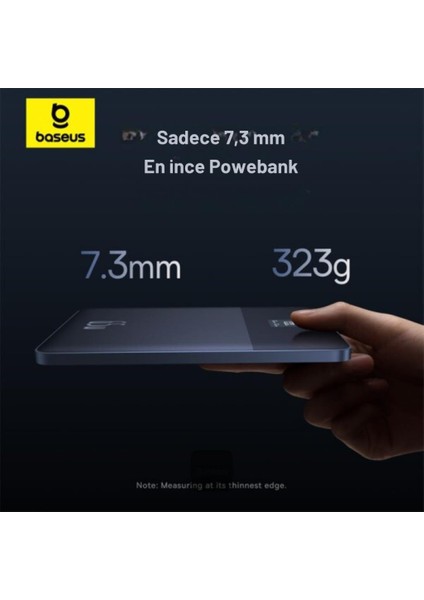 7,3mm Ultra Ince Süper Şarj Akım Korumalı 65W 12000 Mah Powerbank Macbook Iphone Ipad Şarj