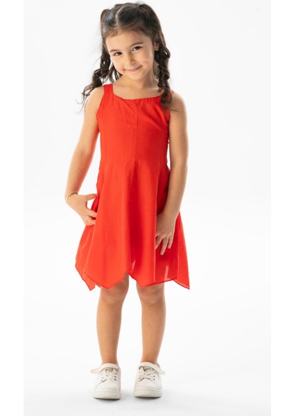 Askılı Vual Emel Yazlık Çocuk Elbise Mercan Mrcn