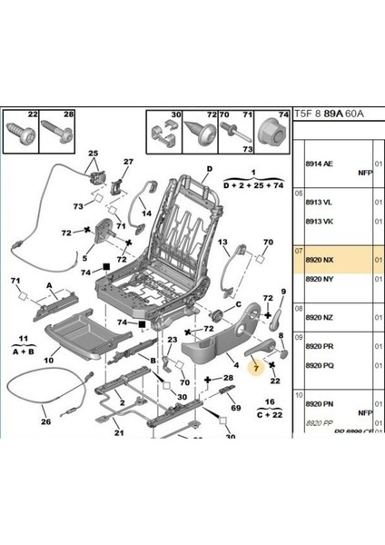 Koltuk Ayar Kolu (8920NX)