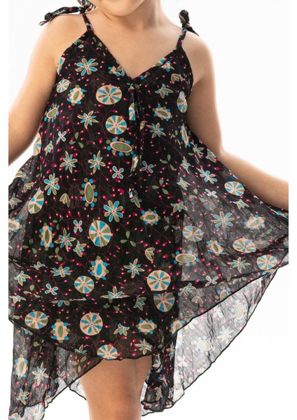 Afrodit Vual Yazlık Çocuk Elbise Siyah 6200 modelleri