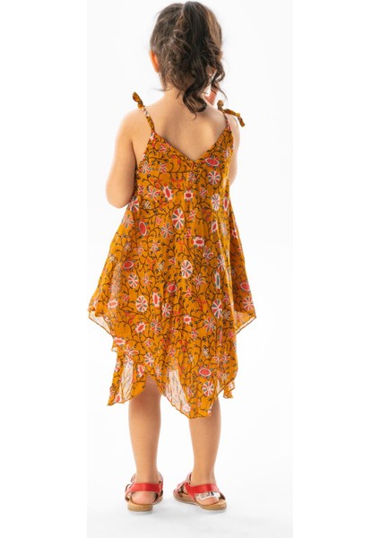 Afrodit Vual Yazlık Çocuk Elbise Hardal 6202 fiyatları