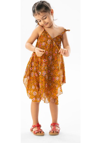 Afrodit Vual Yazlık Çocuk Elbise Hardal 6202 fırsatları