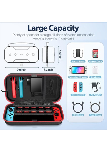 Gd 34 Nintendo Switch Seyahat Çantası Travel Bag Kırmızı OLED