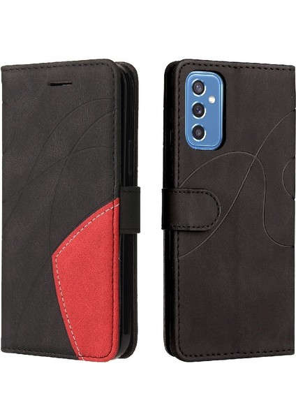 Samsung Galaxy M52 5g Iki Renkli Dikiş Kickstand Koruyucu Pu (Yurt Dışından)