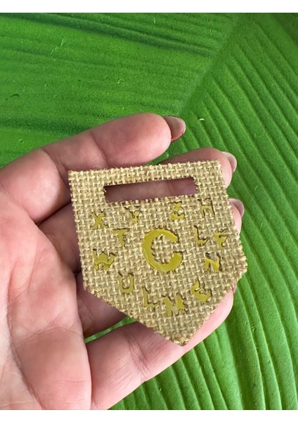 6x5 cm Ütü Ile Yapışan Hasır C Harfi Arma Dikiş Giyim Aksesuarı