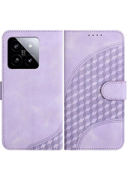 Xiaomi 14 Için Kılıf Darbeye Deri Kılıf Pu Deri Kapak Çevirin Desen (Yurt Dışından)
