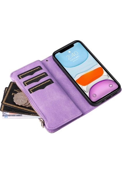 IPhone 11 Için Kılıf Fermuar Cüzdan Tarzı Kart Yuvası ile Iki Renkli Dikiş (Yurt Dışından) fırsatları