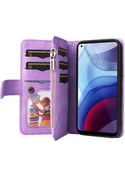 Motorola G Güç 2021 Fermuar Cüzdan Tarzı Kickstand Koruyucu Kılıf (Yurt Dışından) fırsatları