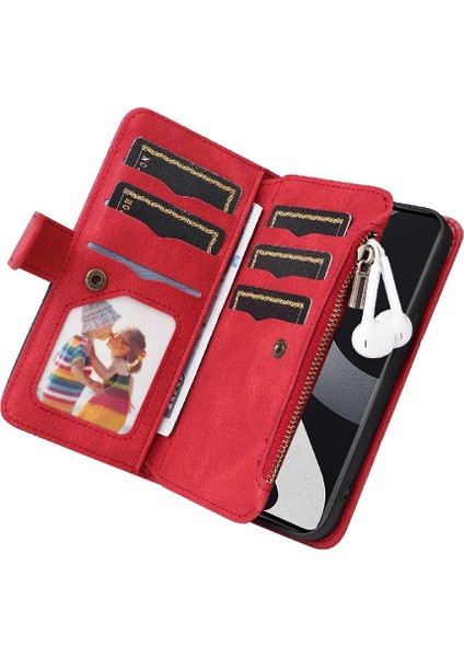 Xiaomi 13 Lite Dokuz Kart Yuvaları Fermuar Cüzdan Tarzı Kickstand (Yurt Dışından)