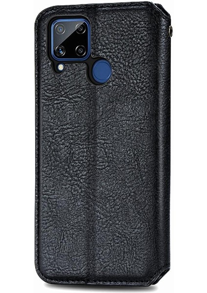 Oppo Realme C15 Zarif Iş Deri Çanta Cüzdan Fonksiyonu Için Kılıf (Yurt Dışından)