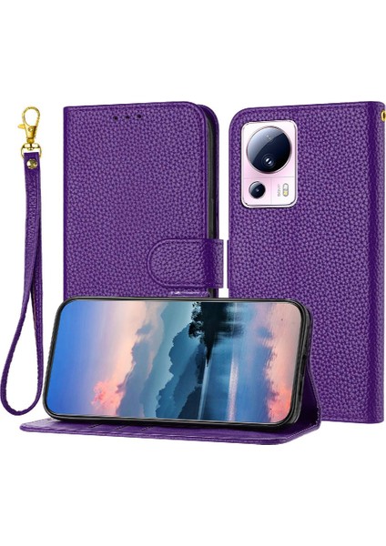Telefon Kılıfı Için Xiaomi 13 Lite Flip Folio Cüzdan Kart Yuvaları Tutucu Pu (Yurt Dışından)