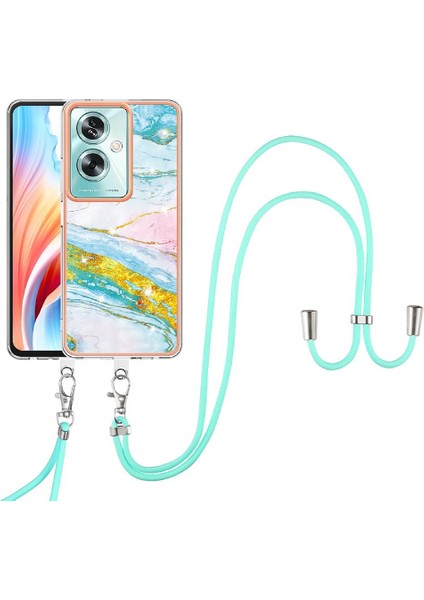 Oppo A2 5g Için Kılıf Anti-Scratch Yumuşak Tampon Crossbody Kordon Askısı Mermer (Yurt Dışından)