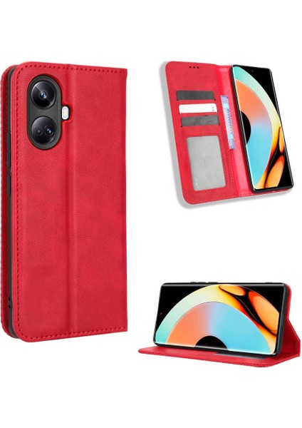 Realme 10 Pro Artı Manyetik Kapatma Cüzdan Pu Deri Için Kılıf (Yurt Dışından)