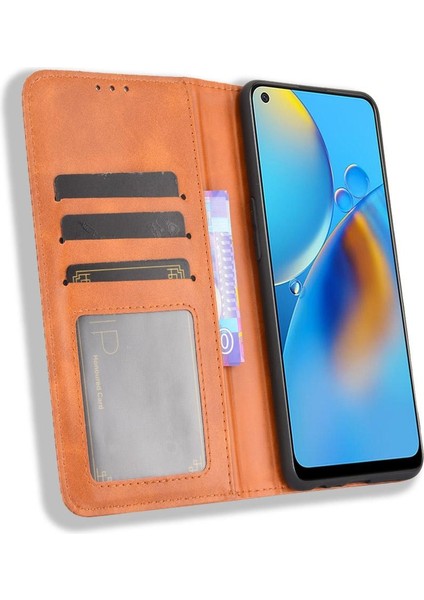Oppo A74 4g Manyetik Kapatma Cüzdan Pu Deri Için Kılıf (Yurt Dışından)