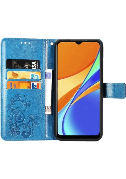 Xiaomi Redmi 9c Için Kılıf Kısa Kayış Kapak Kapak Dört Yapraklı Yonca Zarif (Yurt Dışından)