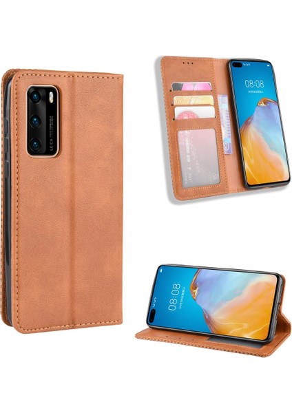 Huawei P40 Cüzdan Manyetik Kapatma Pu Deri Kılıf (Yurt Dışından)
