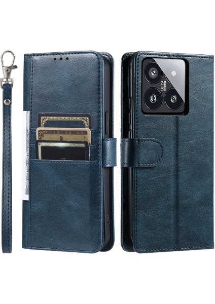Xiaomi 14 Pro Cüzdan 6 Kart Yuvaları Için Flip Case Pu Deri Kickstand (Yurt Dışından)