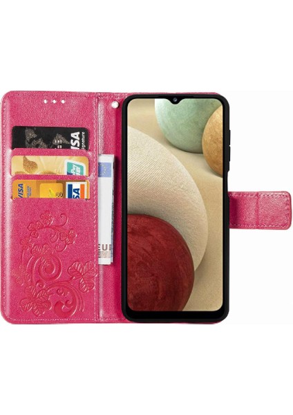 Samsung Galaxy A12 Zarif Iş Deri Kılıf Kapak Çevirin (Yurt Dışından)